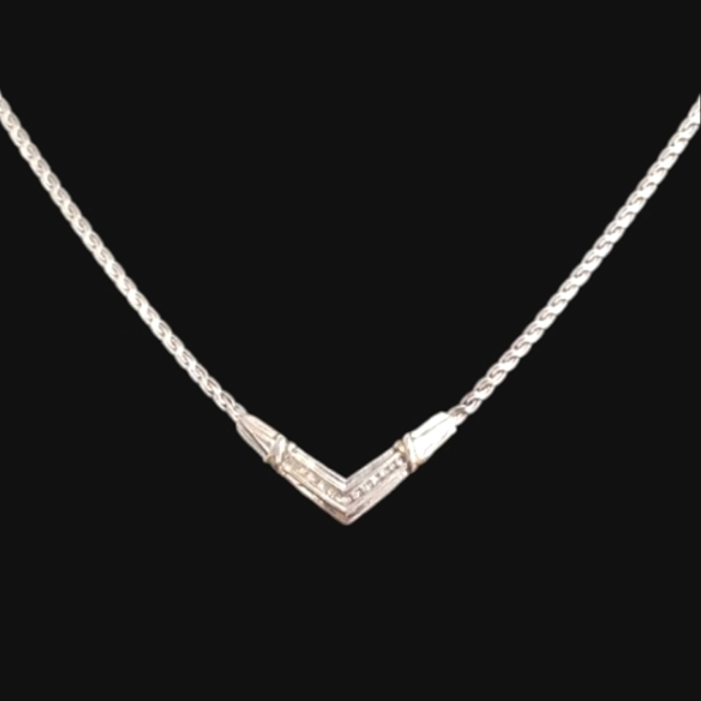 Silver diamond chevron necklace